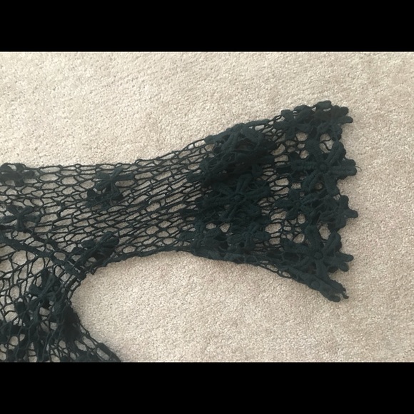 Crochet Black long bell sleeve cover up/shirt - Picture 5 of 7